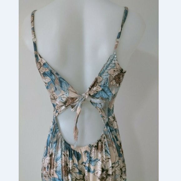 Tree Of Life Carpe Diem Pink Floral Midi Dress Size L Sleeveless Open Back - Picture 2 of 7